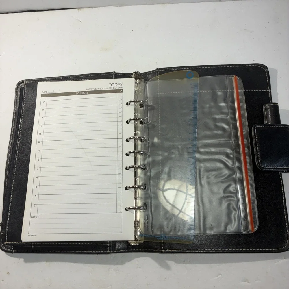 Franklin Covey Black Leather Planner 7 Ring Binder 7